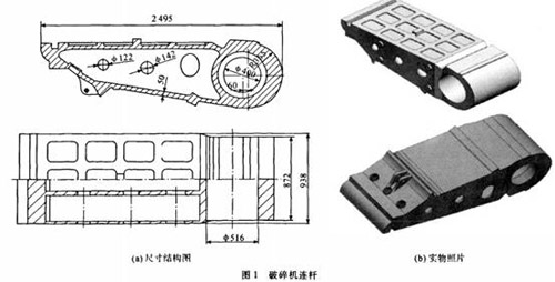 顎式破碎機連桿結構圖及破碎機連桿實物