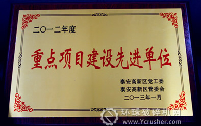 煤機集團獲&ldquo;重點項目建設先進單位&rdquo;榮譽稱號