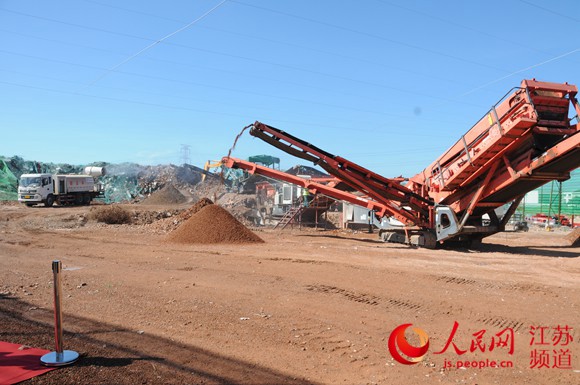 常州武進區的一處建筑垃圾移動處置場